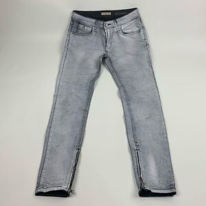 Burberry Brit Bayswater Skinny Zip Pants Size 28 Silver Black stretch Zip Bottom